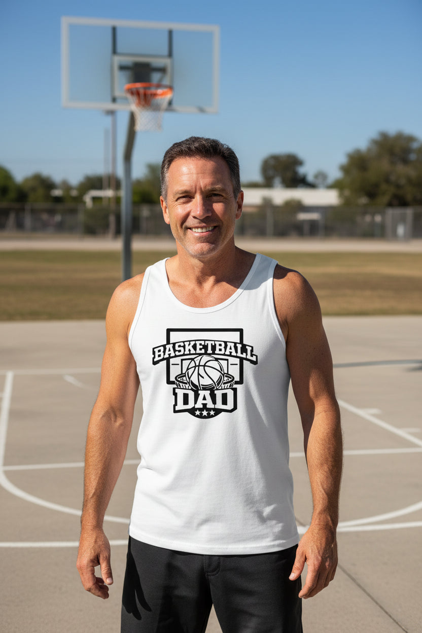 Proud Basketball Dad Game Day Top – Vintage Court Style Sports Tank Top