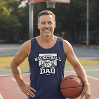 Proud Basketball Dad Game Day Top – Vintage Court Style Sports Tank Top NAVY - FRONT