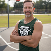 Proud Basketball Dad Game Day Top – Vintage Court Style Sports Tank Top Forest - FRONT