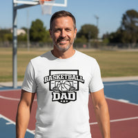 Proud Basketball Dad Game Day Top – Vintage Court Style Sports Tshirt White - FRONT