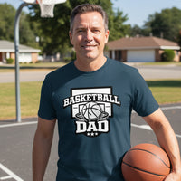 Proud Basketball Dad Game Day Top – Vintage Court Style Sports  TshirtMIDNIGHT NAVY - FRONT