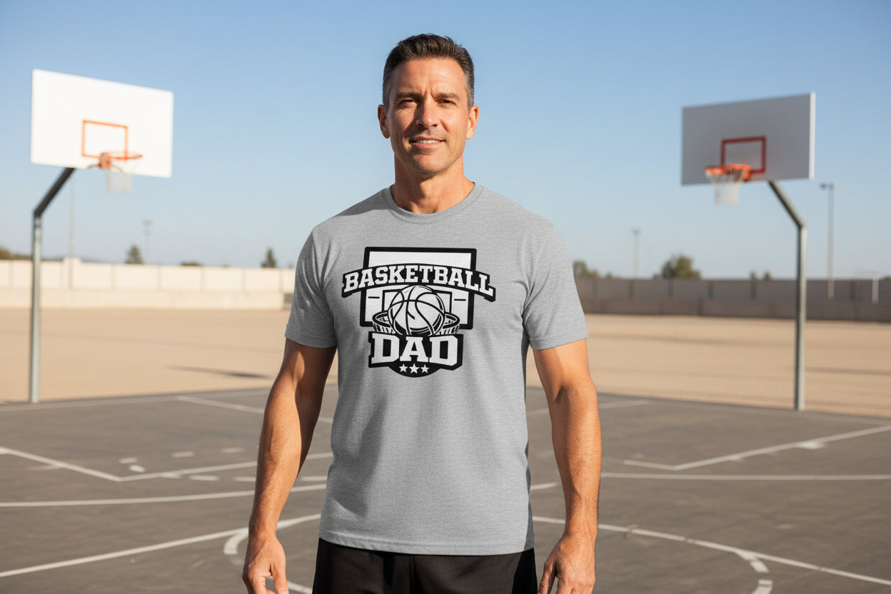 Proud Basketball Dad Game Day Top – Vintage Court Style Sports Tshirt