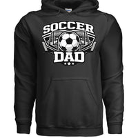 Proud Soccer Dad Retro Sports Hoodie Design – Game Day Football Fan Style BLACK - FRONT