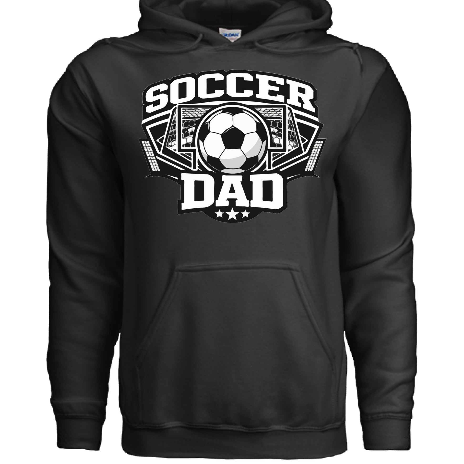Proud Soccer Dad Retro Sports Hoodie Design – Game Day Football Fan Style BLACK - FRONT