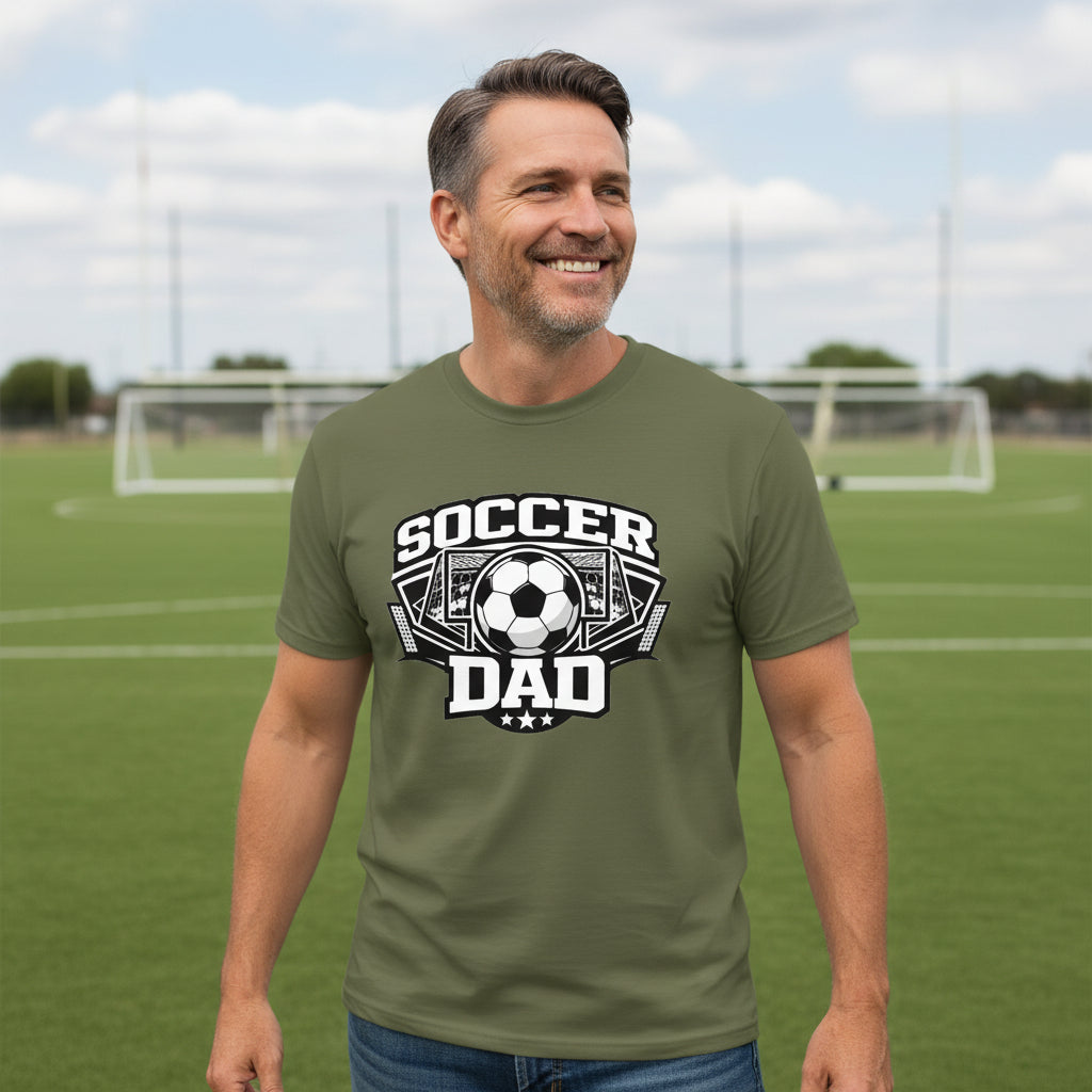 Proud Soccer Dad Retro Sports T-Shirt Design – Game Day Football Fan Style MILITARY GREEN - FRONT