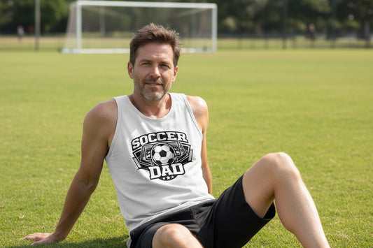Proud Soccer Dad Retro Sports Tank Top Design – Game Day Football Fan Style WHITE - FRONT