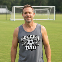 Proud Soccer Dad Retro Sports Tank Top Design – Game Day Football Fan  Style DARK GREY - FRONT