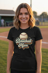 Retro Baseball Mom T-Shirt – Vintage Sports Parent Pride BLACK - FRONT