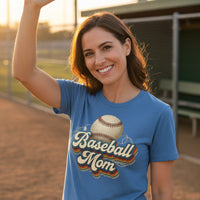 Retro Baseball Mom T-Shirt – Vintage Sports Parent Pride HTHR TRUE ROYAL - FRONT