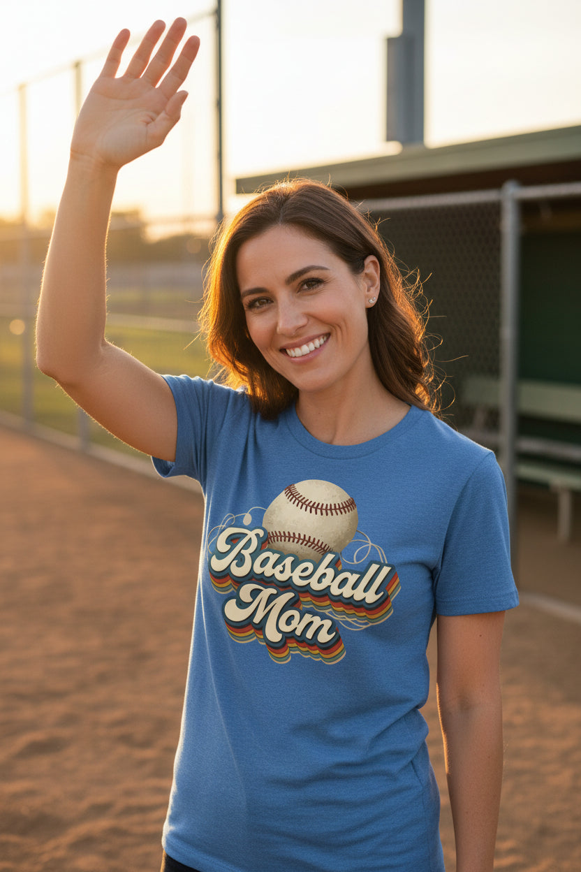 Retro Baseball Mom T-Shirt – Vintage Sports Parent Pride HTHR TRUE ROYAL - FRONT