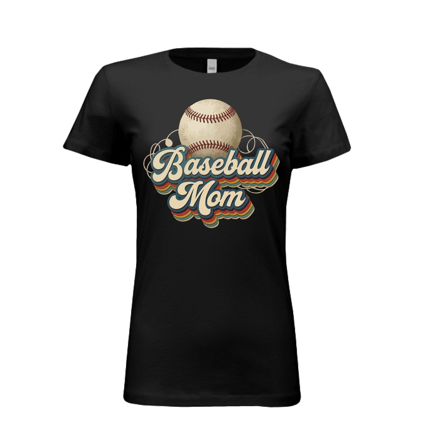 Retro Baseball Mom T-Shirt – Vintage Sports Parent Pride BLACK- FRONT