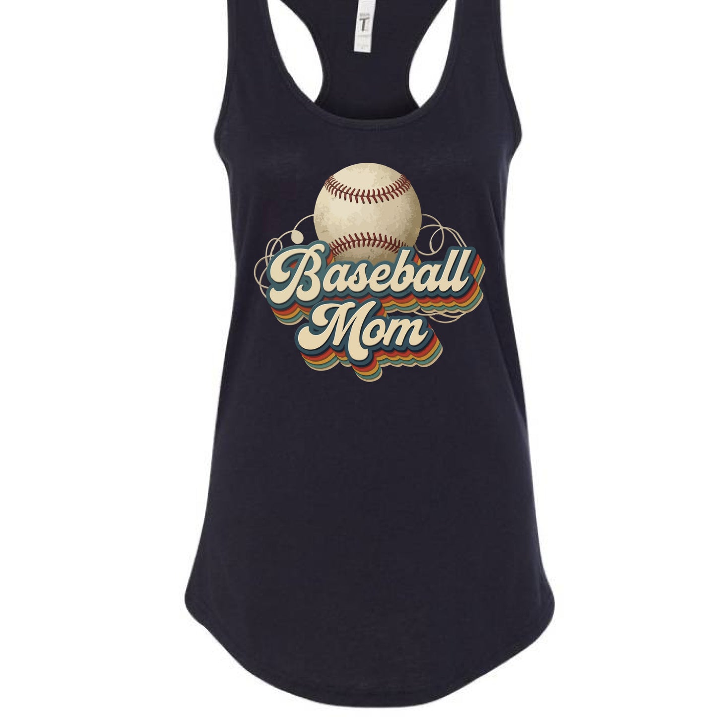 Retro Baseball Mom Tank Top – Vintage Sports Parent Pride BLACK- FRONT