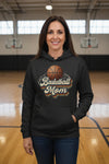 Retro Basketball Mom Hoodie– Vintage Sports Parent Pride BLACK - FRONT