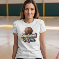Retro Basketball Mom T-Shirt – Vintage Sports Parent Pride WHITE - FRONT