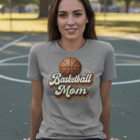 Retro Basketball Mom T-Shirt – Vintage Sports Parent Pride DEEP HEATHER - FRONT