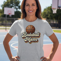 Retro Basketball Mom T-Shirt – Vintage Sports Parent Pride ATHLETIC HEATHER - FRONT