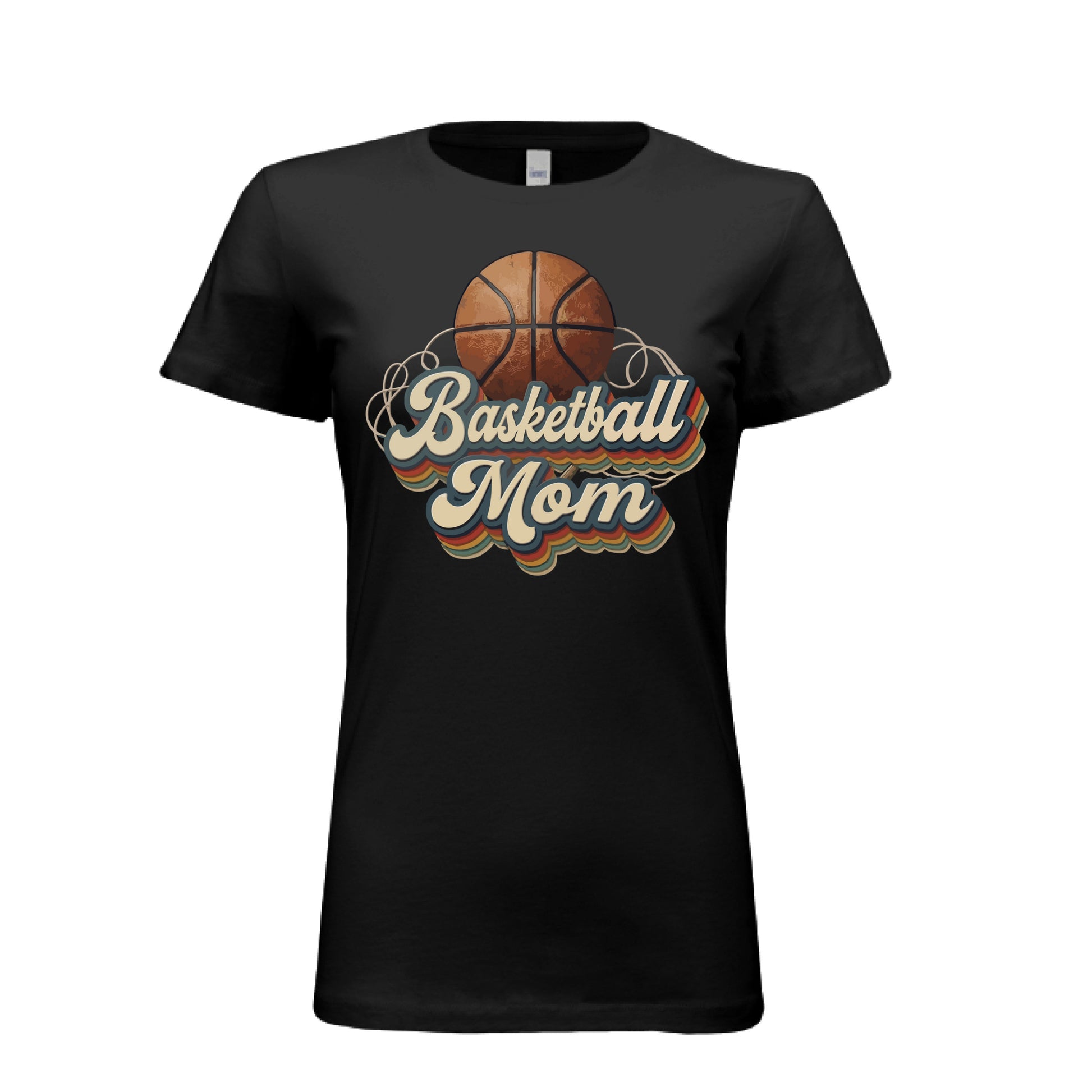Retro Basketball Mom T-Shirt – Vintage Sports Parent Pride BLACK- FRONT