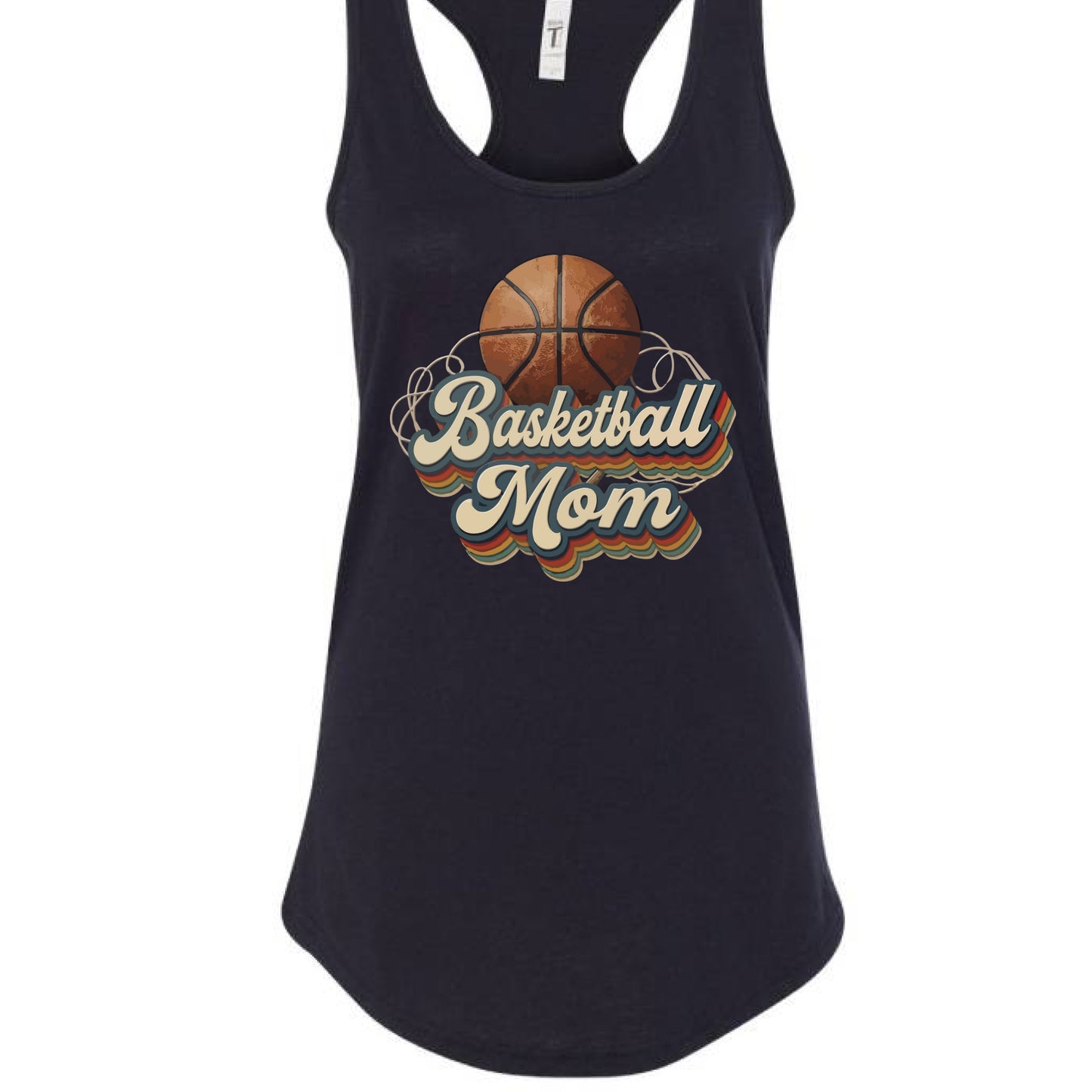 Retro Basketball Mom Tank Top – Vintage Sports Parent Pride BLACK- FRONT