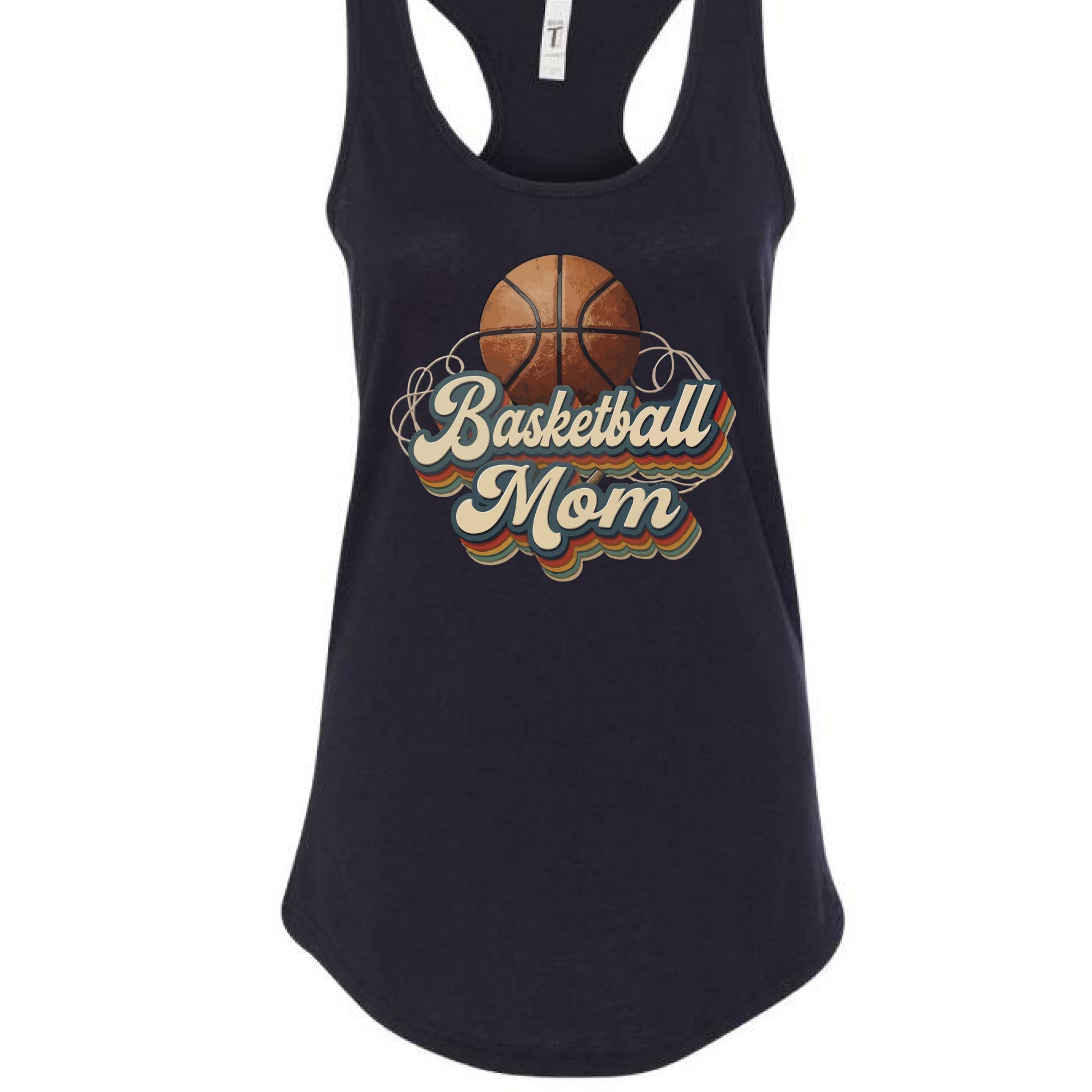 Retro Basketball Mom Tank Top – Vintage Sports Parent Pride BLACK- FRONT