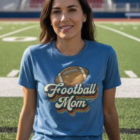 Retro Football Mom T-Shirt – Vintage Sports Parent Pride HTHR TRUE ROYAL - FRONT