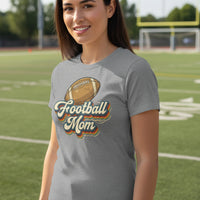 Retro Football Mom T-Shirt – Vintage Sports Parent Pride DEEP HEATHER - FRONT