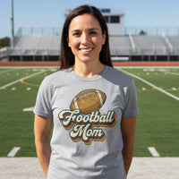 Retro Football Mom T-Shirt – Vintage Sports Parent Pride ATHLETIC HEATHER - FRONT