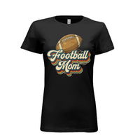 Retro Football Mom T-Shirt – Vintage Sports Parent Pride BLACK- FRONT