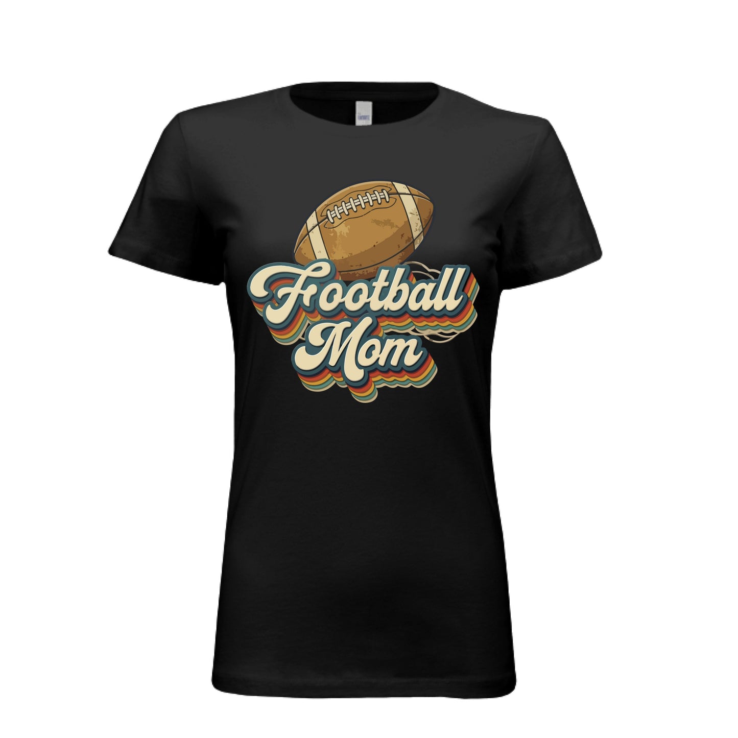 Retro Football Mom T-Shirt – Vintage Sports Parent Pride BLACK- FRONT