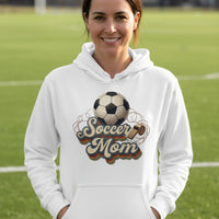 Retro Soccer Mom Hoodie – Vintage Sports Parent Pride WHITE - FRONT