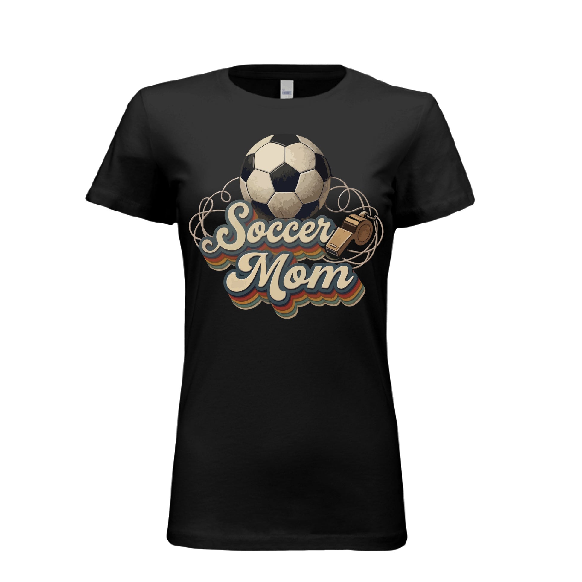 Retro Soccer Mom T-Shirt – Vintage Sports Parent Pride BLACK- FRONT