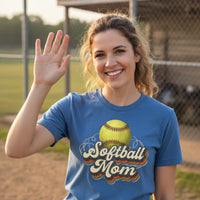Retro Softball Mom T-Shirt – Vintage Sports Parent Pride HTHR TRUE ROYAL - FRONT