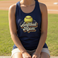 Retro Softball Mom Tank Top – Vintage Sports Parent Pride Midnight Navy - FRONT