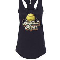 Retro Softball Mom Tank Top – Vintage Sports Parent Pride BLACK- FRONT