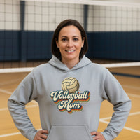 Retro Volleyball Mom Hoodie – Vintage Sports Parent Pride SPORT GREY - FRONT