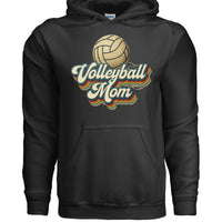 Retro Volleyball Mom Hoodie – Vintage Sports Parent Pride BLACK- FRONT