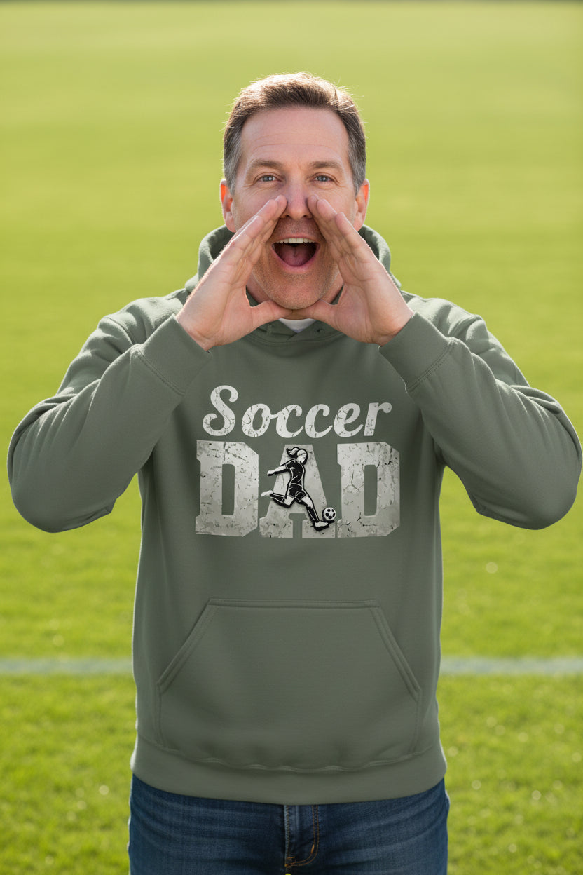 Soccer Dad Athlete Pride – Proud Soccer Father Sports Hoodie MILITARY GREEN - FRONT