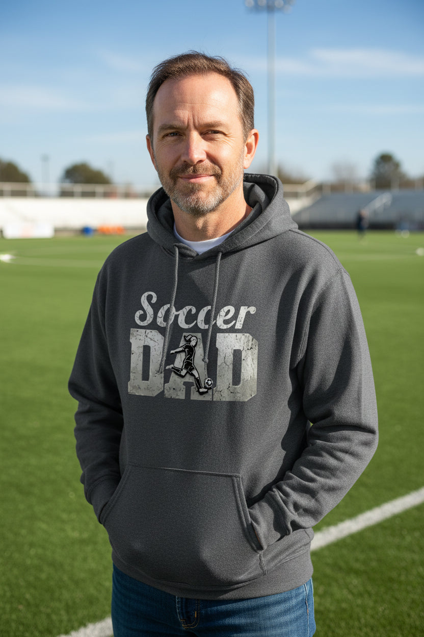 Soccer Dad Athlete Pride – Proud Soccer Father Sports Hoodie DARK HEATHER - FRONT