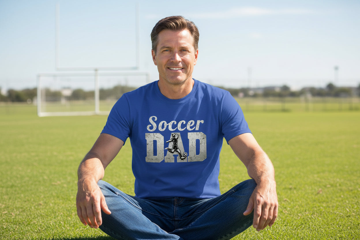 Soccer Dad Athlete Pride – Proud Soccer Father Sports T-Shirt ROYAL - FRONT