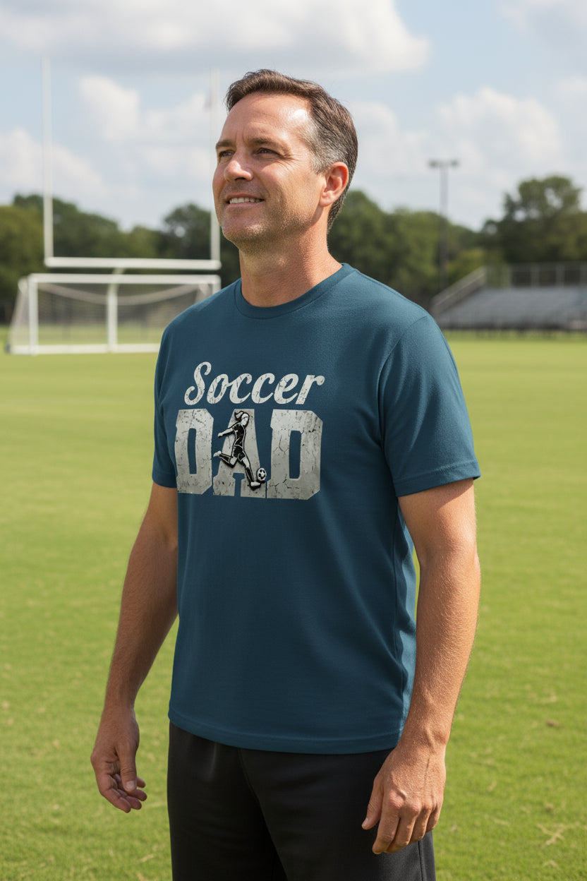 Soccer Dad Athlete Pride – Proud Soccer Father Sports T-Shirt MIDNIGHT NAVY - FRONT