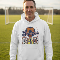 Soccer Dad Hoodie with Classic Ball and Player Silhouette Vintage Design WHITE - SF500 - FRONT