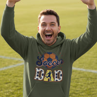 Soccer Dad Hoodie with Classic Ball and Player Silhouette Vintage Design MILITARY GREEN - SF500 - FRONT