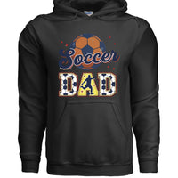 Soccer Dad Hoodie with Classic Ball and Player Silhouette Vintage Design BLACK - SF500 - FRONT