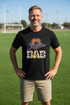 Soccer Dad T-Shirt with Classic Ball and Player Silhouette Vintage Design BLACK - 3600 - FRONT