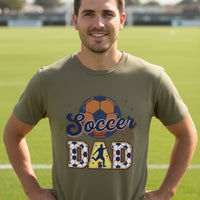 Soccer Dad T-Shirt with Classic Ball and Player Silhouette Vintage Design MILITARY GREEN - 3600 - FRONT