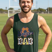 Soccer Dad Tank Top with Classic Ball and Player Silhouette Vintage Design Forest - 3480 - FRONT