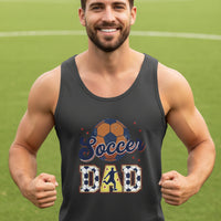 Soccer Dad Tank Top with Classic Ball and Player Silhouette Vintage Design DARK GREY - 3480 - FRONT