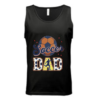 Soccer Dad Tank Top with Classic Ball and Player Silhouette Vintage Design BLACK - 3480 - FRONT