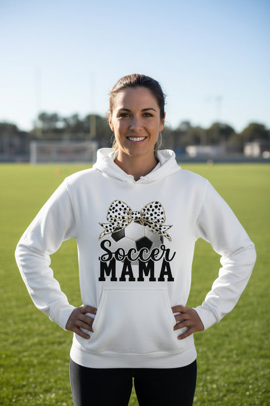 Soccer Mama Bow Vibes – Cute & Trendy Game Day Style Hoodie WHITE - SF500 - FRONT