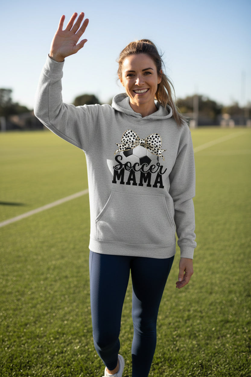 Soccer Mama Bow Vibes – Cute & Trendy Game Day Style Hoodie SPORT GREY - SF500 - FRONT