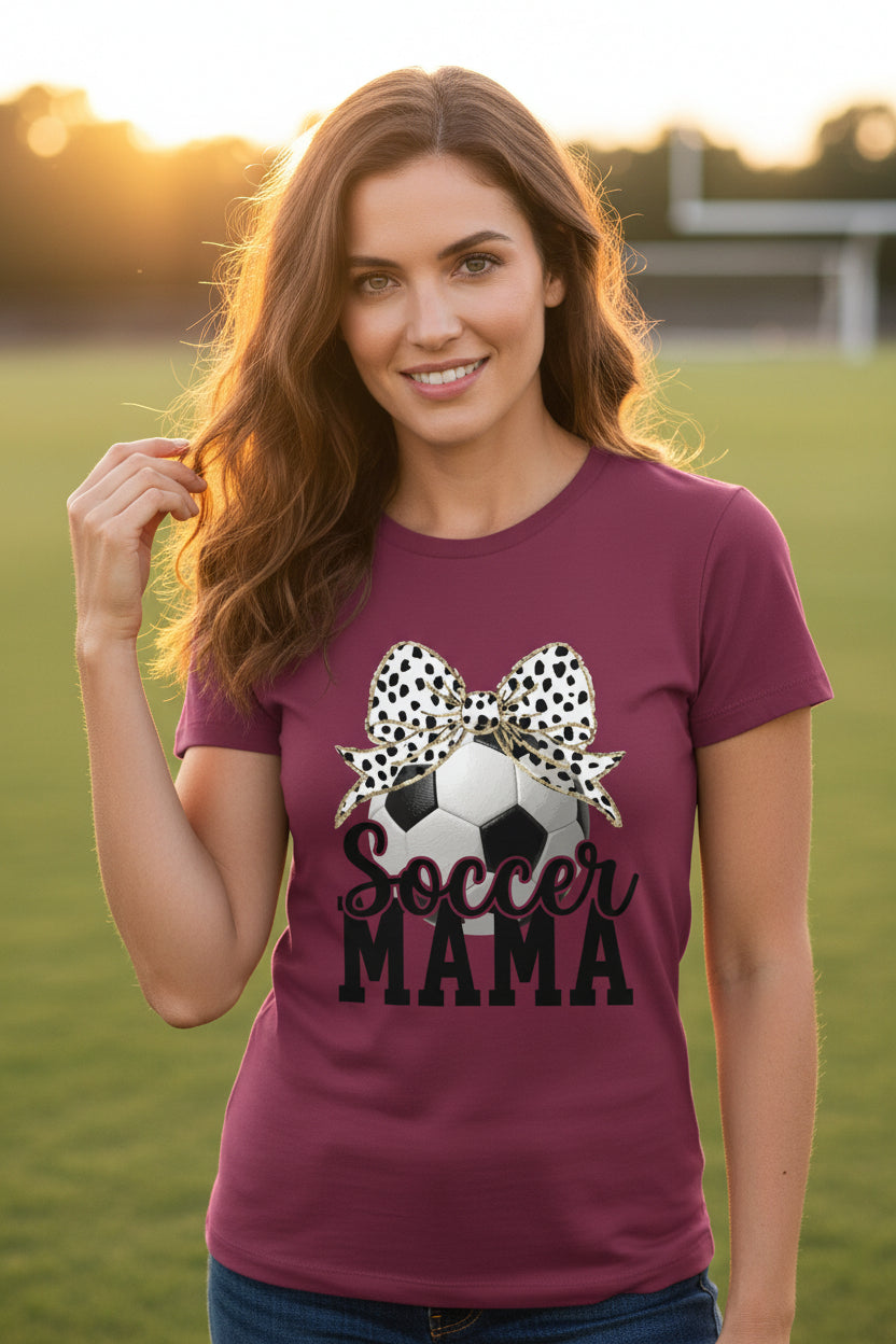 Soccer Mama Bow Vibes – Cute & Trendy Game Day Style T-Shirt MAROON - 6004 - FRONT